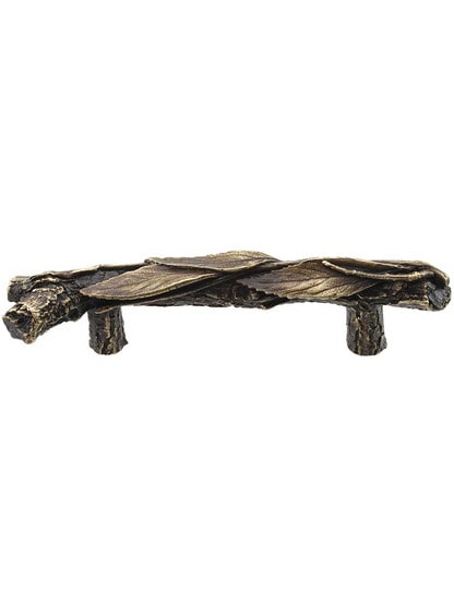 Leafy Branch Drawer Pull - Left Hand in Antique Brass.